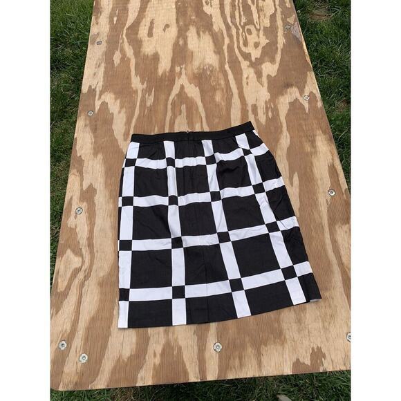 Halogen Skirt Womens 4 Petite Black White Check Straight Lined Career retro‎ - Picture 4 of 5
